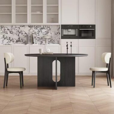 French vintage round ceramic dining table for home interiors