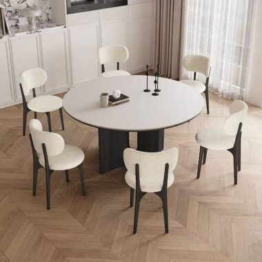 French vintage round ceramic dining table for home interiors