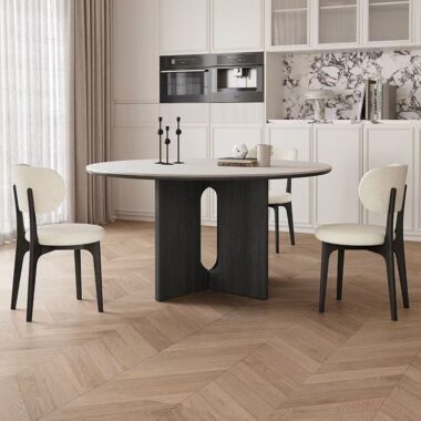 French vintage round ceramic dining table for home interiors