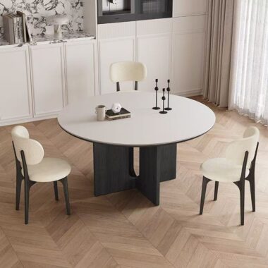 French vintage round ceramic dining table for home interiors