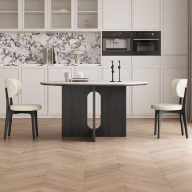 French vintage round ceramic dining table for home interiors