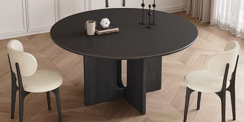 French vintage round ceramic dining table for home interiors