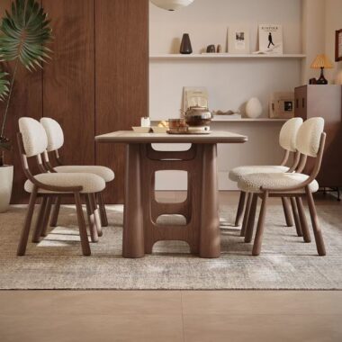 French vintage solid wood leg rectangular ceramic dining table for homes