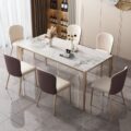 Glossy modern luxury rectangular ceramic dining table