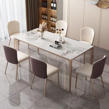 Glossy modern luxury rectangular ceramic dining table