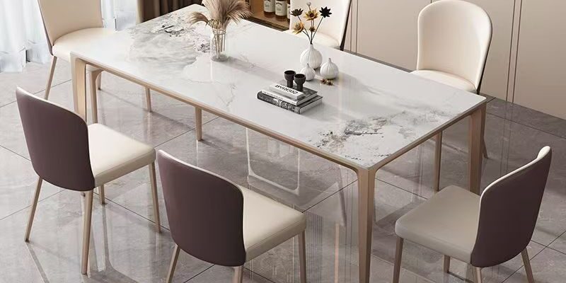 Glossy modern luxury rectangular ceramic dining table