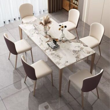 Glossy modern luxury rectangular ceramic dining table