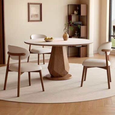 high-end modern minimalist round ceramic dining table design
