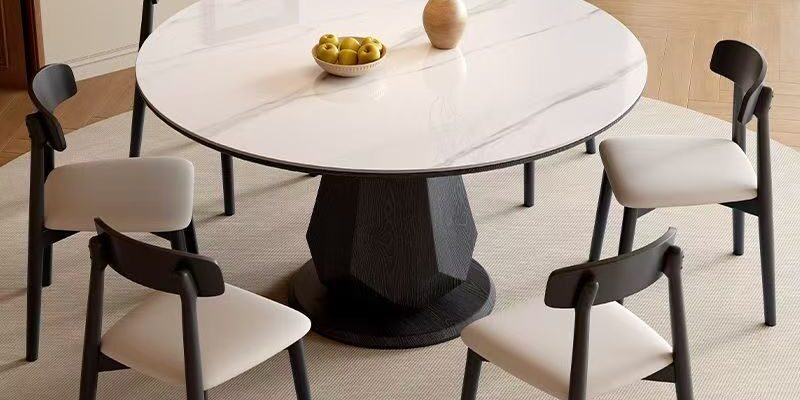 high-end modern minimalist round ceramic dining table design