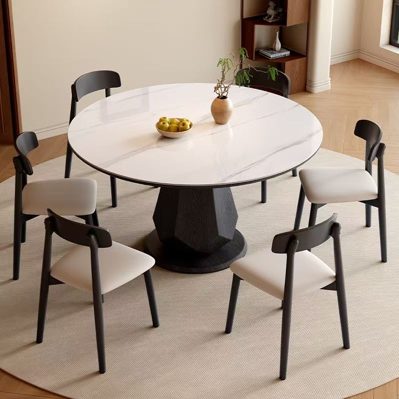 high-end modern minimalist round ceramic dining table design