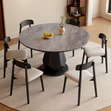 high-end modern minimalist round ceramic dining table design