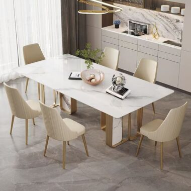 high-end modern rectangular ceramic dining table for homes