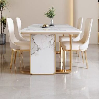 high-end modern rectangular ceramic dining table for homes