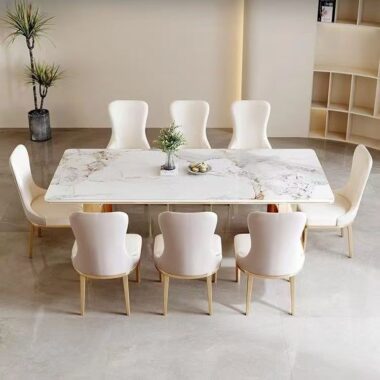 high-end modern rectangular ceramic dining table for homes