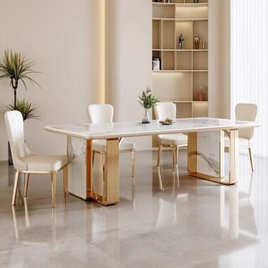 high-end modern rectangular ceramic dining table for homes