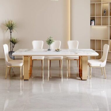 high-end modern rectangular ceramic dining table for homes