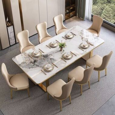 high-end modern rectangular ceramic dining table for homes