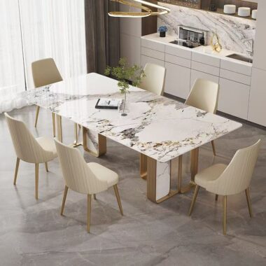 high-end modern rectangular ceramic dining table for homes