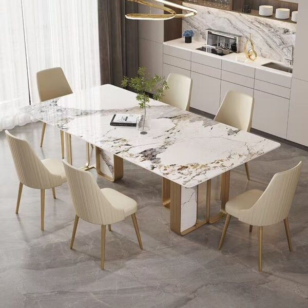 high-end modern rectangular ceramic dining table for homes