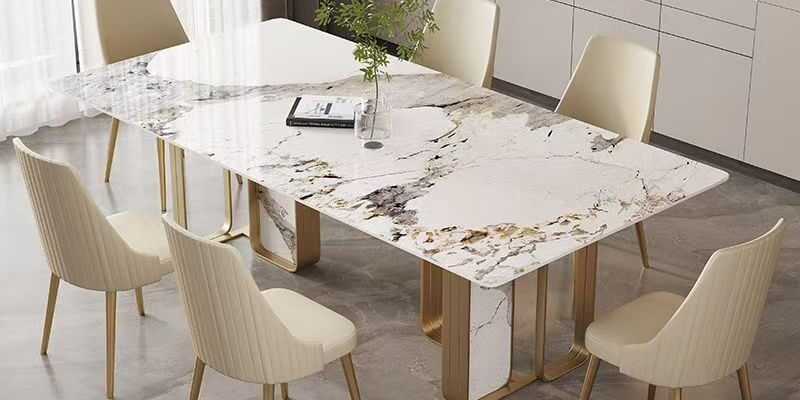 high-end modern rectangular ceramic dining table for homes