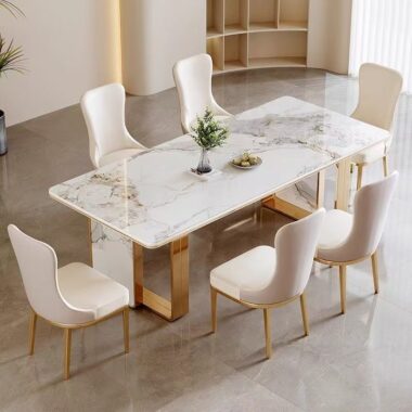 high-end modern rectangular ceramic dining table for homes