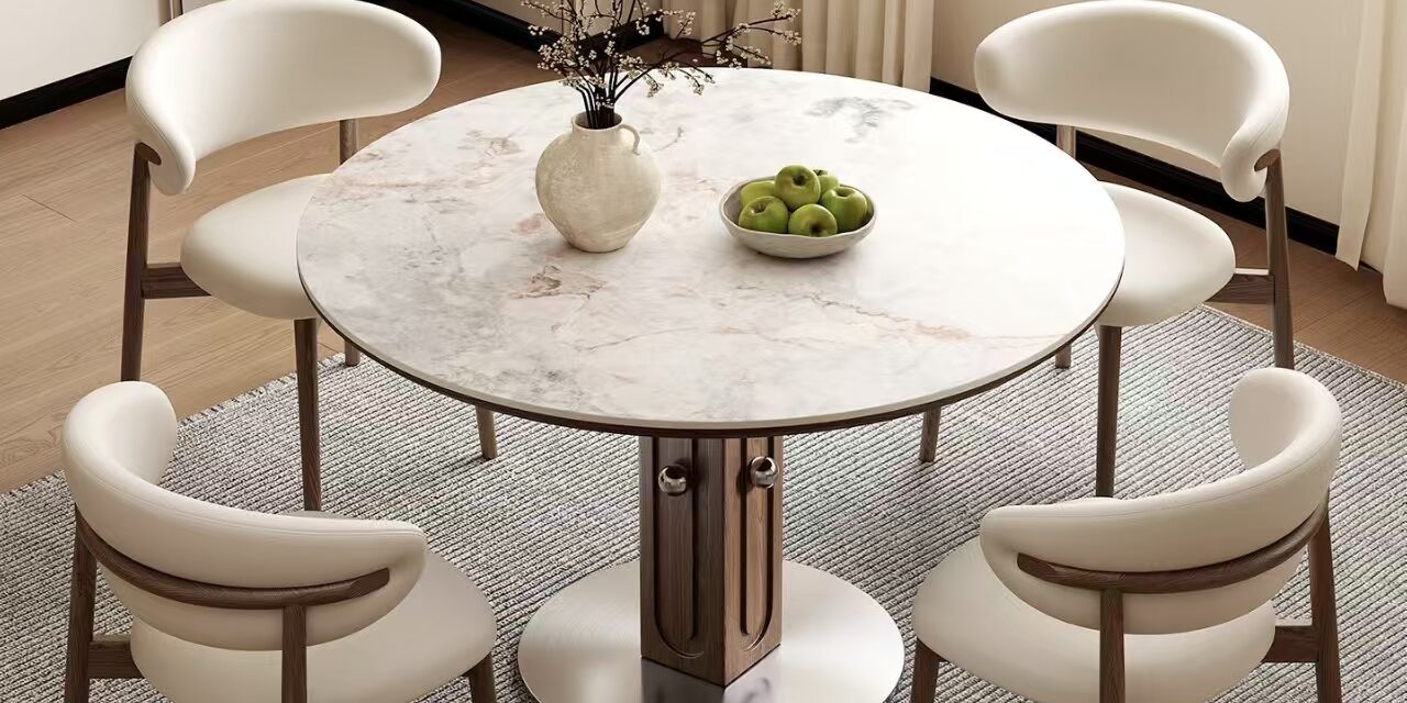 oriental round ceramic dining table for small home interiors