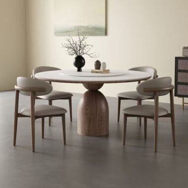 High-end rotating round ceramic dining table for home