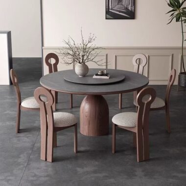High-end rotating round ceramic dining table for home
