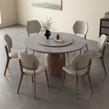High-end rotating round ceramic dining table for home