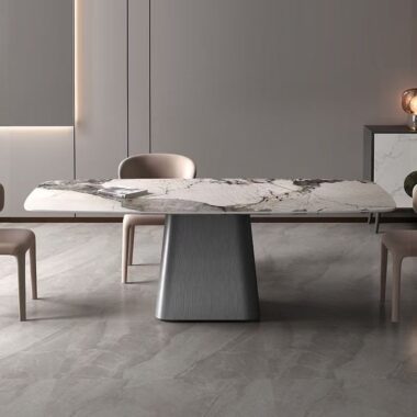 High-gloss modern rectangular ceramic dining table design