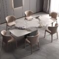 High-gloss modern rectangular ceramic dining table design