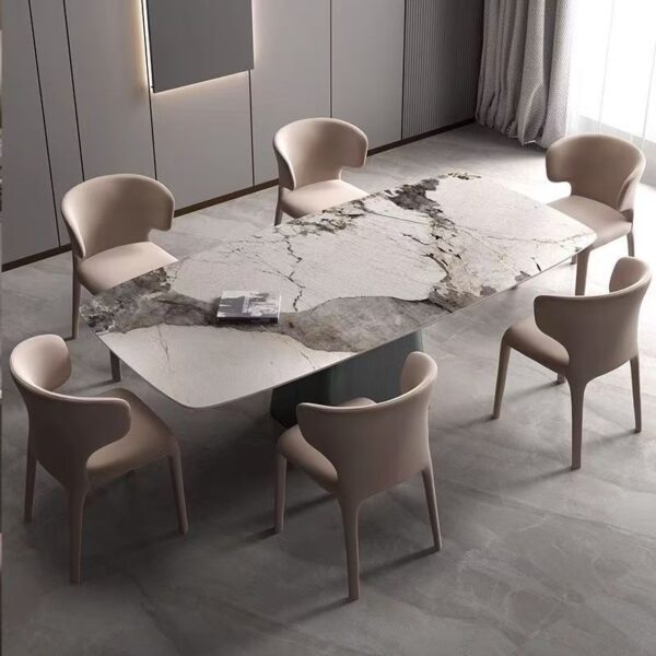 High-gloss modern rectangular ceramic dining table design