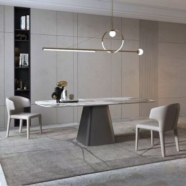 High-gloss modern rectangular ceramic dining table design