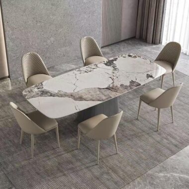 High-gloss modern rectangular ceramic dining table design