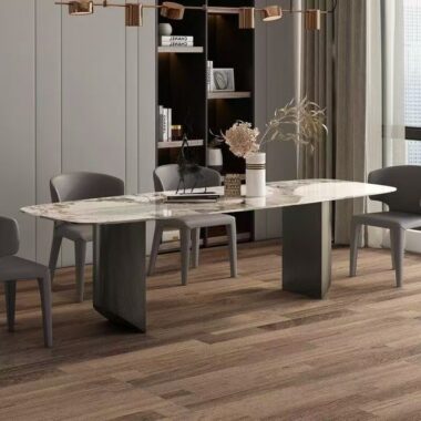 High-gloss modern rectangular ceramic dining table design