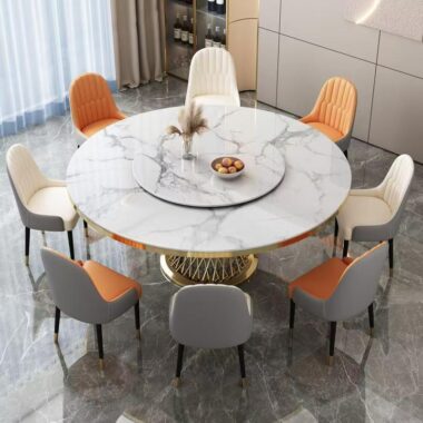 High-end Italian-style round ceramic dining table for homes
