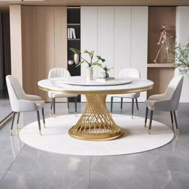 High-end Italian-style round ceramic dining table for homes