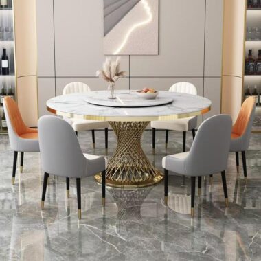 High-end Italian-style round ceramic dining table for homes