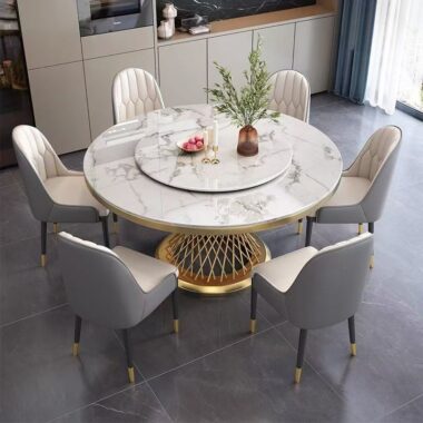 High-end Italian-style round ceramic dining table for homes