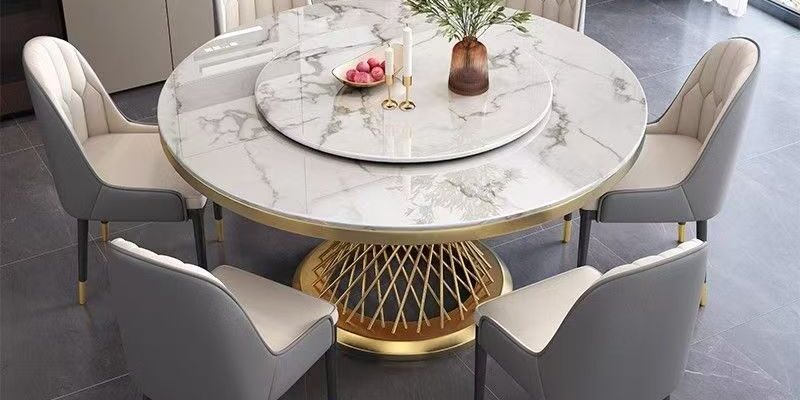 High-end Italian-style round ceramic dining table for homes