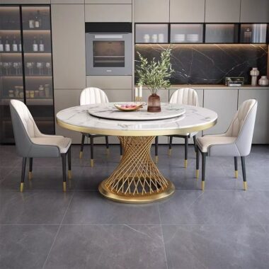 High-end Italian-style round ceramic dining table for homes