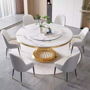 High-end Italian-style round ceramic dining table for homes