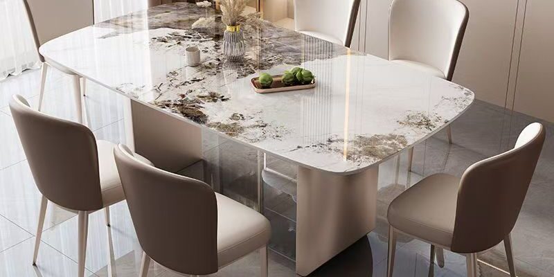 Italian light luxury rectangular ceramic dining table for homes