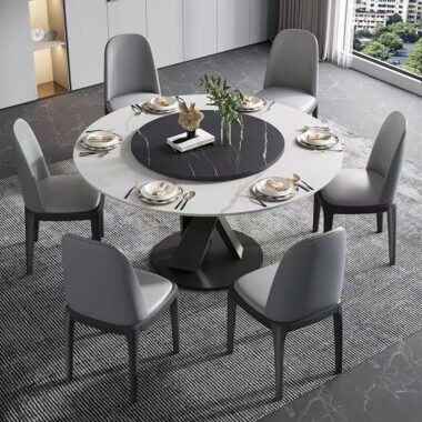 Italian rotating luxury round ceramic dining table with modern style
