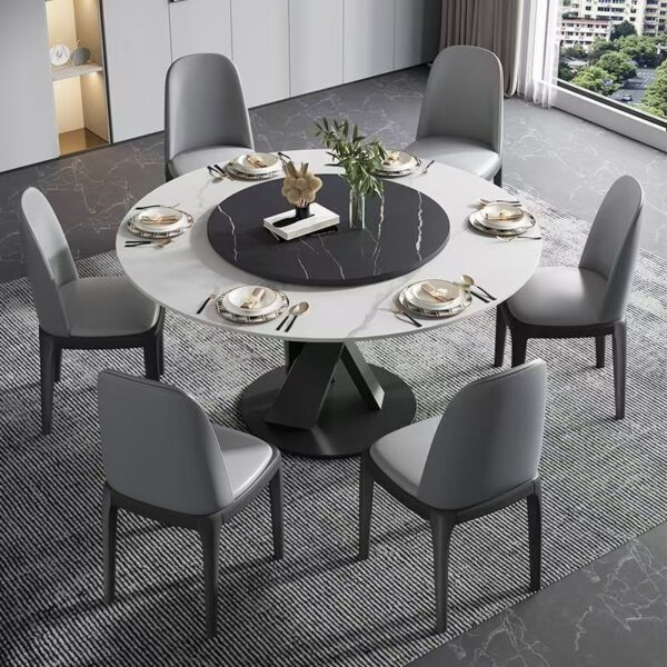 Italian rotating luxury round ceramic dining table with modern style