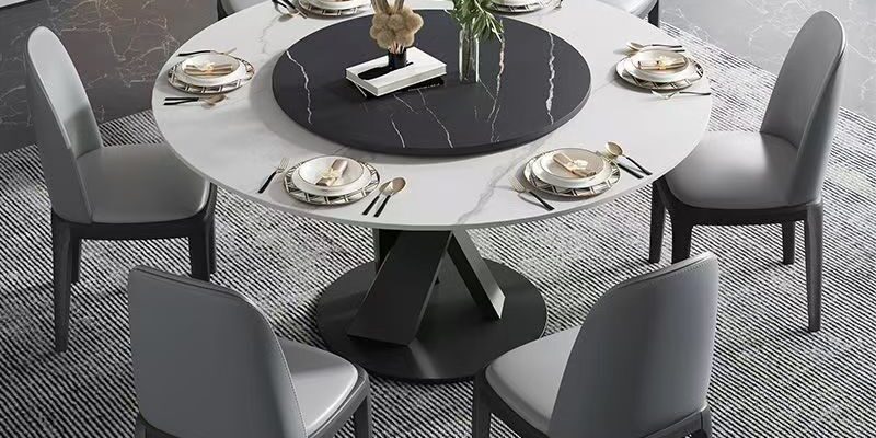 Italian rotating luxury round ceramic dining table with modern style