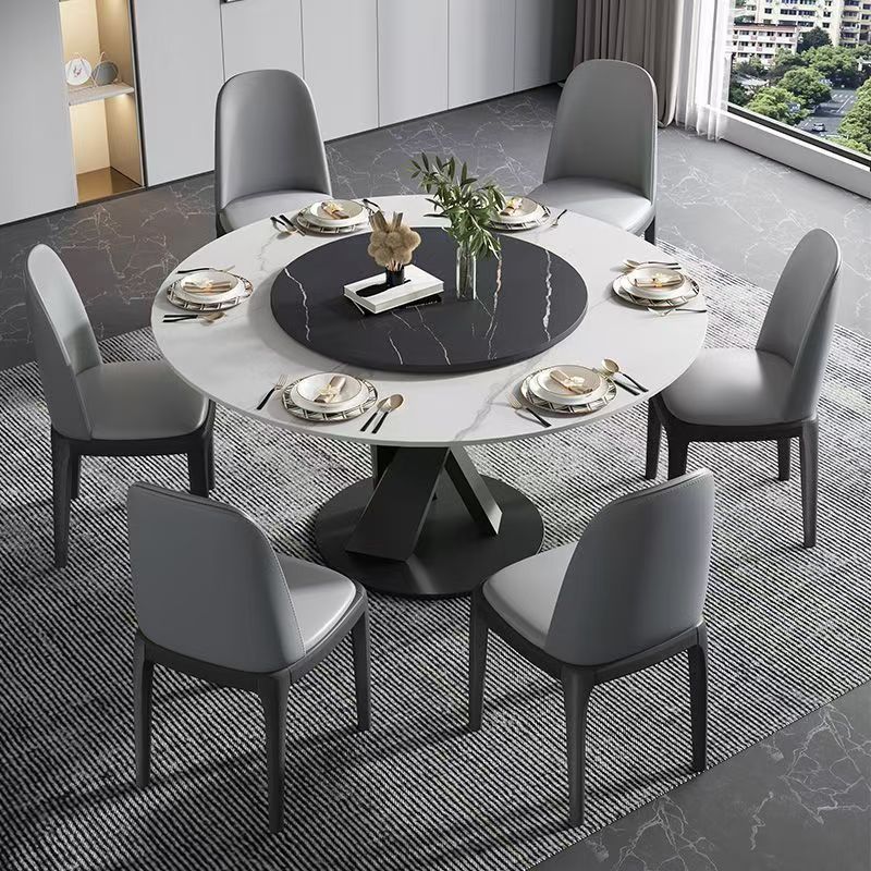 Italian rotating luxury round ceramic dining table with modern style