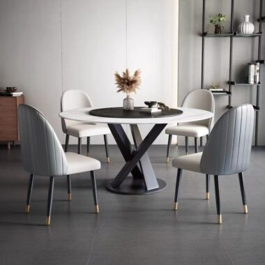 Italian rotating luxury round ceramic dining table with modern style