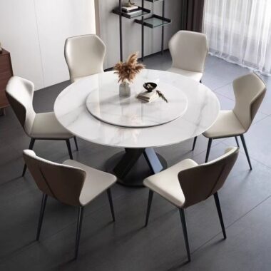Italian rotating luxury round ceramic dining table with modern style