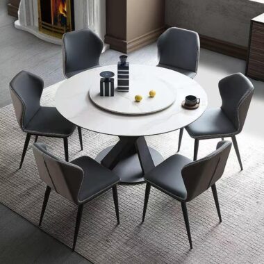 Italian rotating luxury round ceramic dining table with modern style
